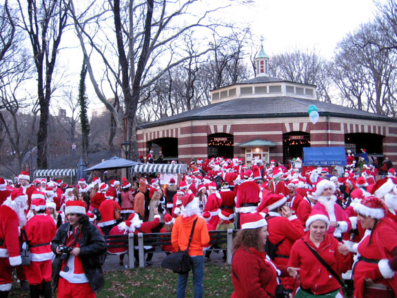 Santas at the Carousel in Central Park